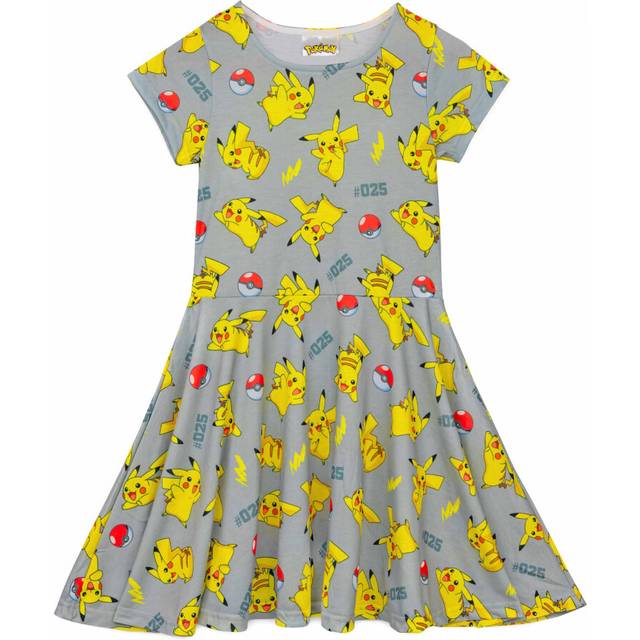 (5-6 Years) Pokemon Girls Grey Pikachu Skater Dress