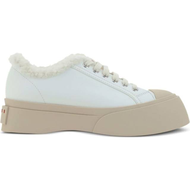 Marni - Pablo lace-up shearling-trim sneakers - women - Leather - 35 - White