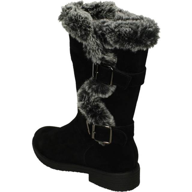 Hush Puppies Womens Megan Ladies Mid Boots - Black Leather - Size UK 4