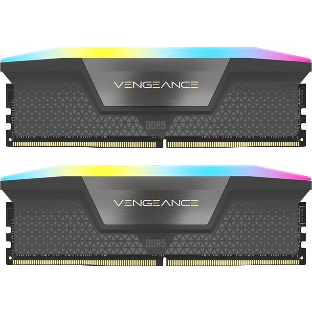 CORSAIR VENGEANCE RGB DDR5 64GB (2x32GB) DDR5 6000MHz CL30 AMD EXPO Intel XMP iCUE Kompatibelt datorminne – Grå (CMH64GX5M2B6000Z30)