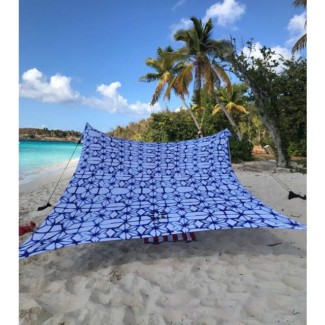 Neso Tents Grande Beach Tent  7ft Tall  9 x 9ft  Reinforced Corners and Cooler Pocket (Shibori)