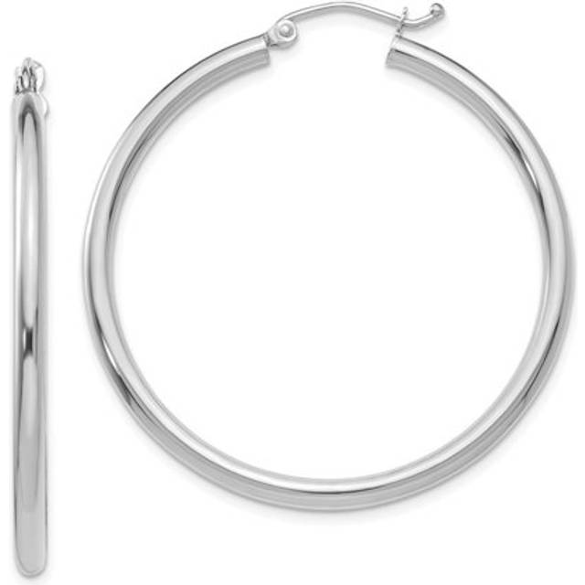 Leslies 14K White Gold Polished 2.5 mm Lightweight Tube Hoop Earrings