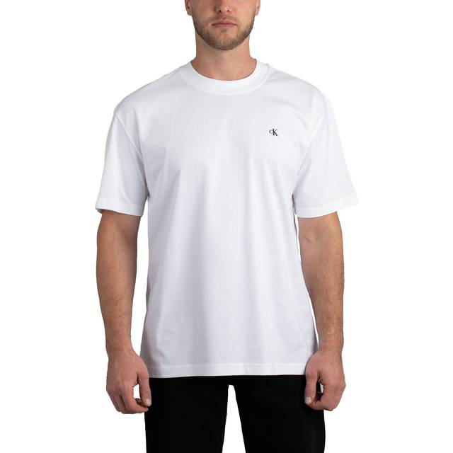 Calvin Klein Jeans – Vit, avslappnad t-shirt med tryck baktill-Vit/a
