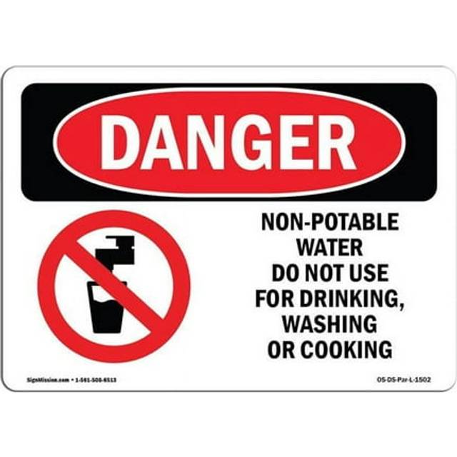 SignMission OS-DS-A-1218-L-1502 12 x 18 in. OSHA Danger Sign - Non-Potable Water Do Not Use for Drinking