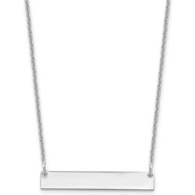 10K White Gold Small Polished Blank Bar Necklace
