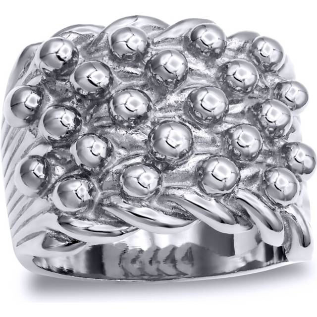 Mens silver jewelco london iii 5 row king george iii keeper guard ring 20mm