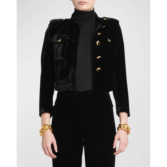 TOM FORD - Cropped Velvet Jacket - Black - IT 40