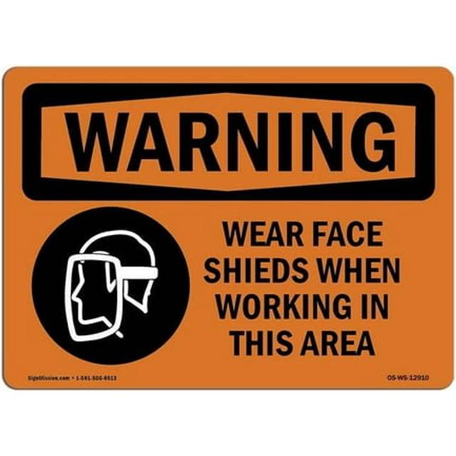 SignMission OS-WS-A-710-L-12910 7 x 10 in. OSHA Warning Sign - Wear Face Shields When Working in This Area