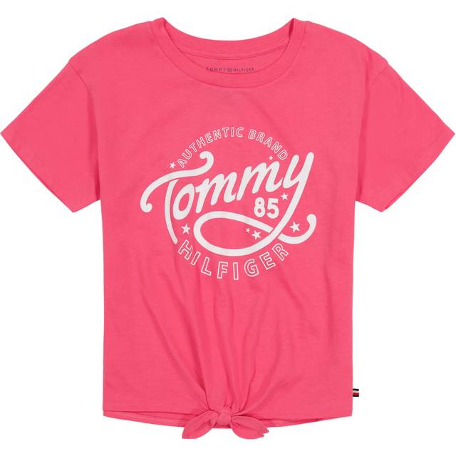 Tommy Hilfiger Girls' Short Sleeve Graphic T-Shirt with Tie Knot and T