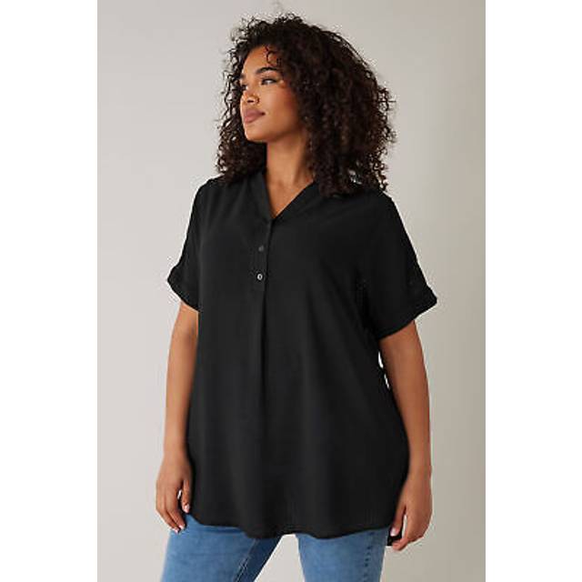 Evans Half Placket Short Sleeve Blouse - Natural, Natural, Size 20, Women