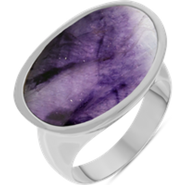 Sterling Silver Blue John Oval Statement Ring D - Option1 Value Silver