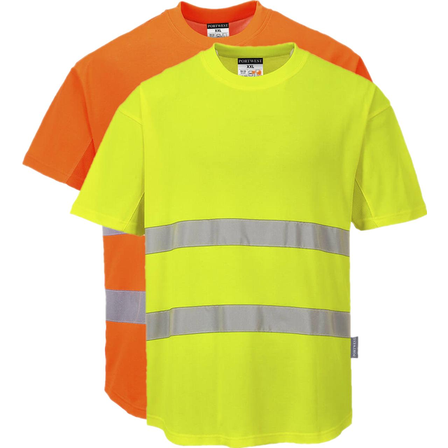 Portwest Hi-Vis Cotton Comfort Mesh Insert T-Shirt C394 Orange 3XL Col