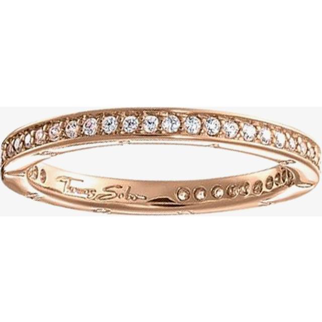 THOMAS SABO Rose Gold Plated Medium Clear Cubic Zirconia Narrow Eternity Ring TR1983-416-14 Size 54