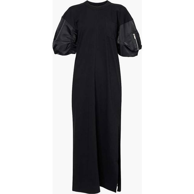 sacai Black T-Shirt Midi Dress - 001 Black - 2