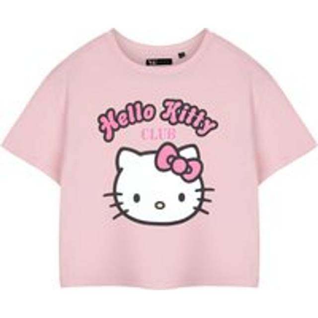 (Large) Hello Kitty Cropped Short Sleeved T-Shirt (Womens Pink)