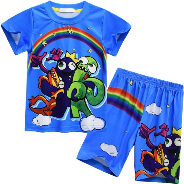 Boys Pajamas Set Rainbows Friends Kids Short Sleeve Two Pieces Pyjamas Size 4-9 Years Sleep-Wear For Boys