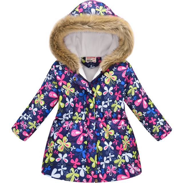 (Style 18, 6-7Years) Kids Girls Winter Jackets Floral Hooded Coats Warm