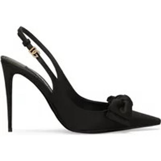 Dolce & Gabbana Women's Satin Slingback Pumps in Black | Size 39.5 | CG0844A3I64 Color 8B956 (39.5)