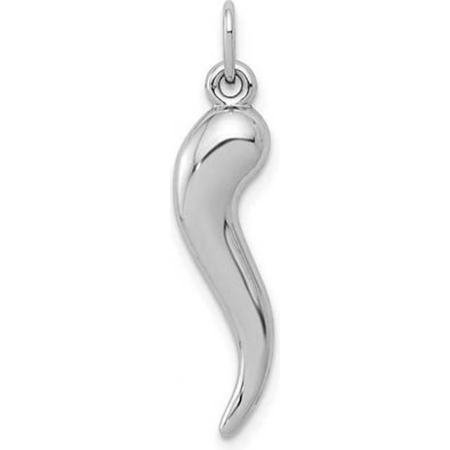 Quality Gold K5927 6.23 x 26.91 mm 14K White Gold Italian Horn Charm