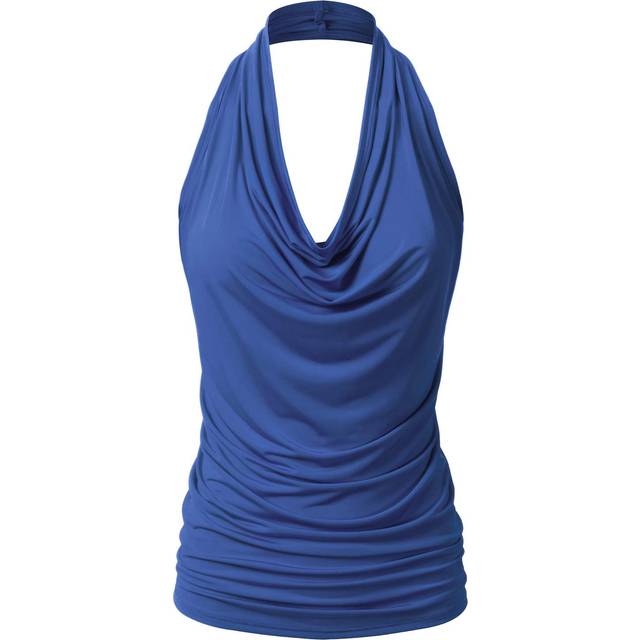 EIMIN Womens casual Halter Neck Draped Front Sexy Backless Tank Top Ro