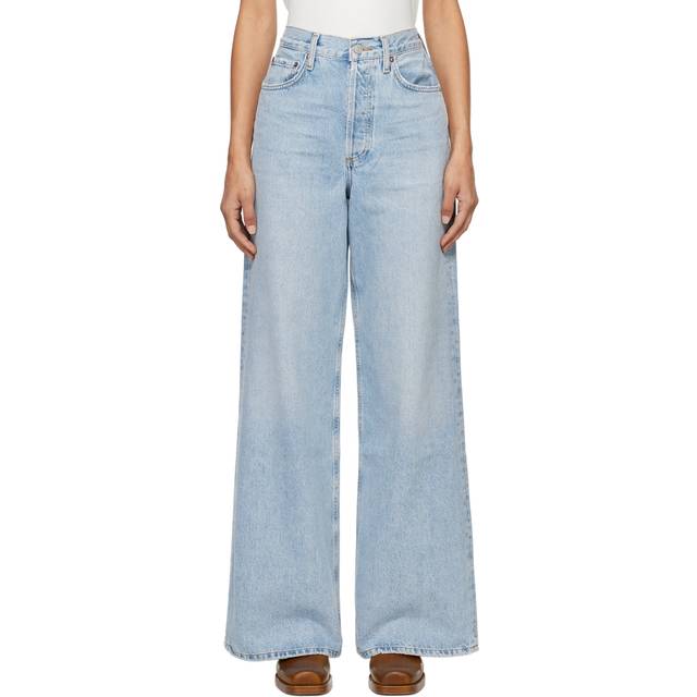 AGOLDE Blue Dame High Rise Wide Leg No Cuff Jeans - conflict (vint med i - WAIST US 26