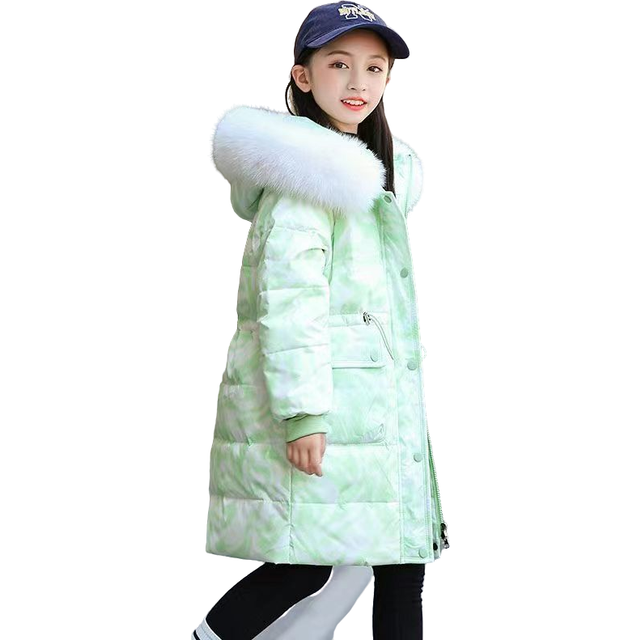 (Green, 7-8Years) Kids Girls Winter Jacket Hooded Coats Warm Outwear