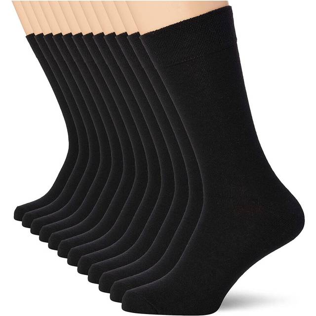 FM London unisex - vuxen Strumpor 12-pack anti-luktstrumpor, svart, 35-38 EU