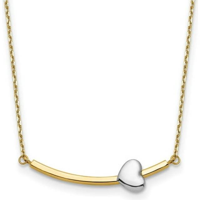 14K Two-Tone Heart Bar 18 in. Necklace
