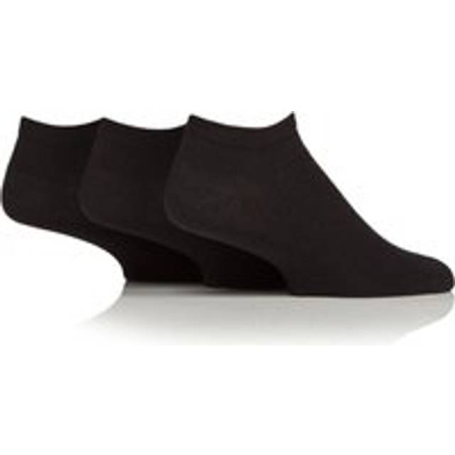 Mens 3 Pair IOMI FootNurse Gentle Grip Diabetic Cotton Trainer Socks Black 12-14