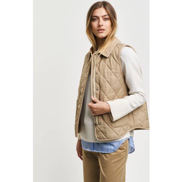 GANT QUILTED VEST WITH CORD Detaljer, Mörk kaki, S