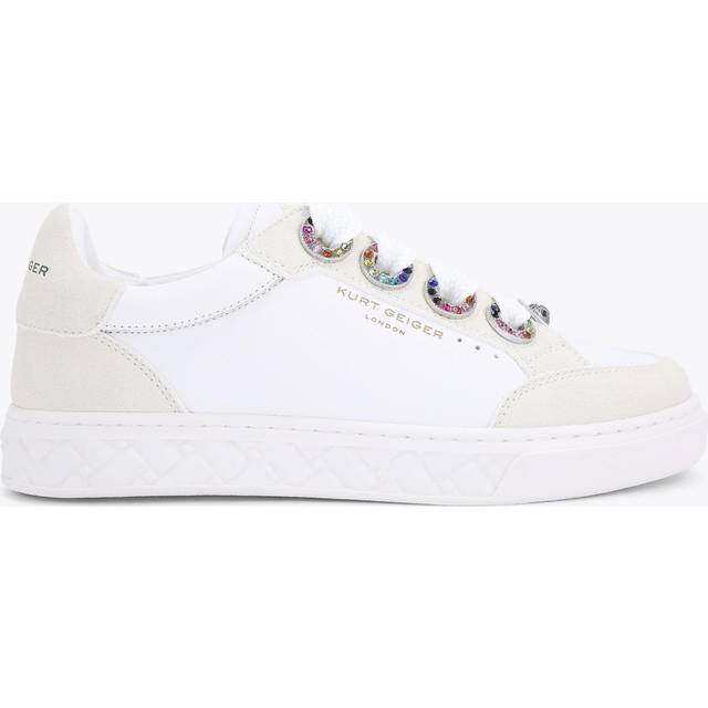 Kurt Geiger London Kensington Leather Eyelet Slim Trainers, White/Multi