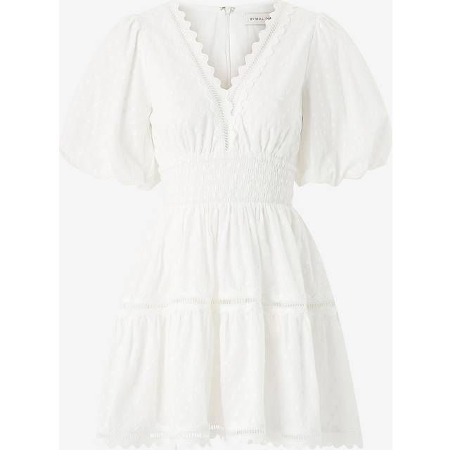 By Malina - Klänning Elvira V-neck Mini Dress - Vit