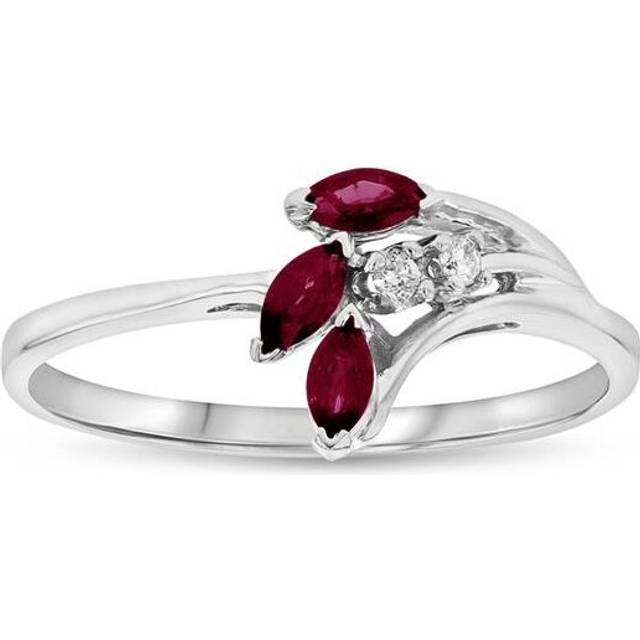 Louis Creations RL2221RD-8.5 0.28 CTW Ruby & Diamond Ring, 14K White Gold - Size 8.5