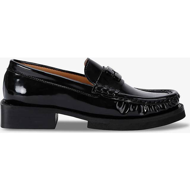 Ganni Womens Black Butterfly Recycled Leather-blend Loafers Eur 38/5 Uk Women - BLACK