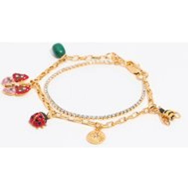 Crystal bracelet with butterfly, ladybug and bee - GOLD - UN