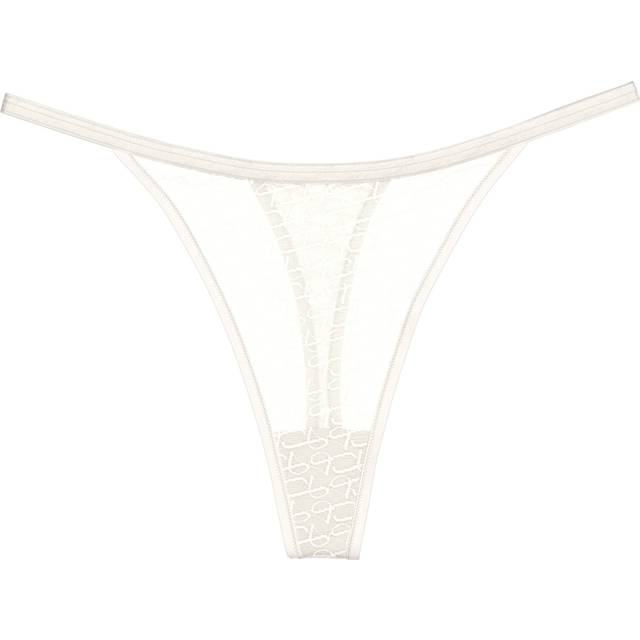 Signature Sheer Lace Thong - Off-White - 10