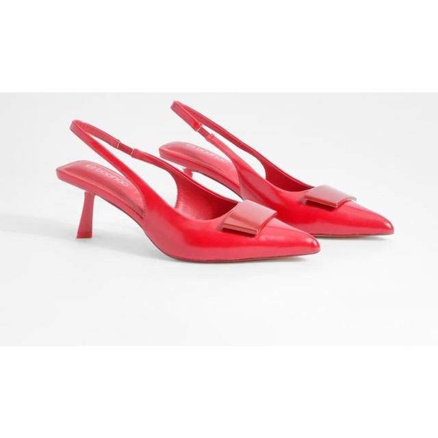 Womens Low Slingback Point Heeled Courts - Red - 6, Red