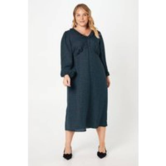 Dorothy Perkins Womens Midi Dress Black Spot Print Frill Neck Balloon Sleeve