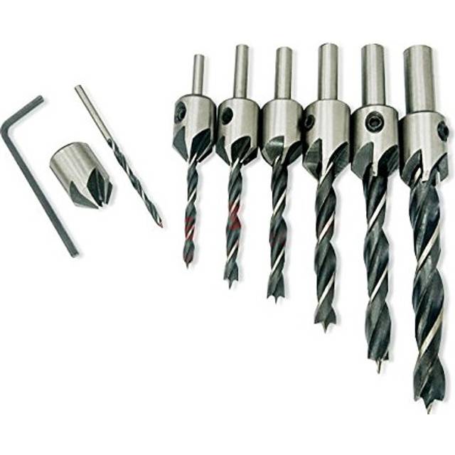 7pcs HSS Countersink Drill Bits Set Woodworking Reamer Chamfer Tool, 3-10mm Pre-Drill Counterbore Drill Bits Made for Screw