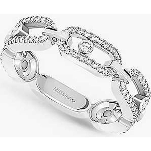 Messika Womens White Gold Move Link Pav&#233; 18ct White-gold and 0.43ct Diamond Ring K - WHITE GOLD