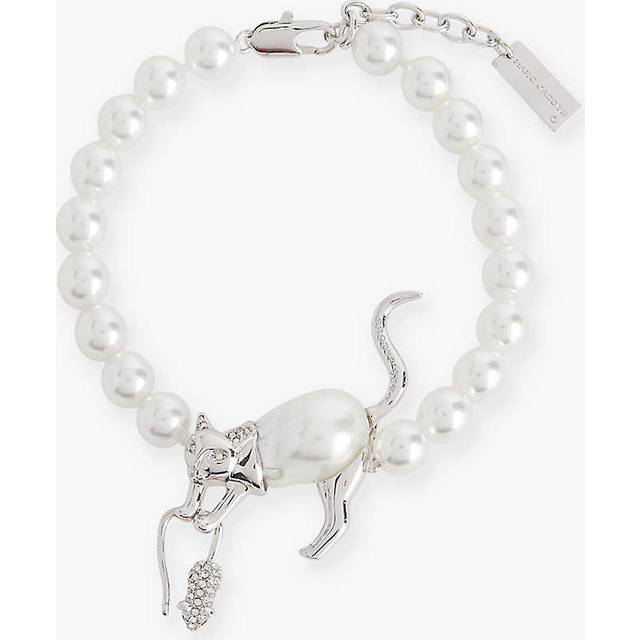 Marc Jacobs Womens Silver/white Mj Cat & Mouse Pearl Silver-plated Brass Bracelet - SILVER/WHITE