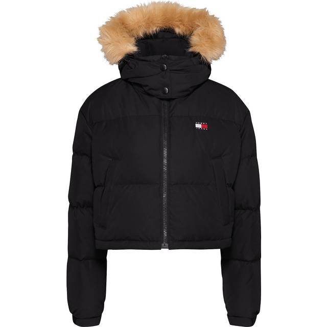 Tommy Jeans for woman. DW0DW19687 Alaska quilted jacket with black cropped cut (L), Casual, Recycled Polister, Sustainable