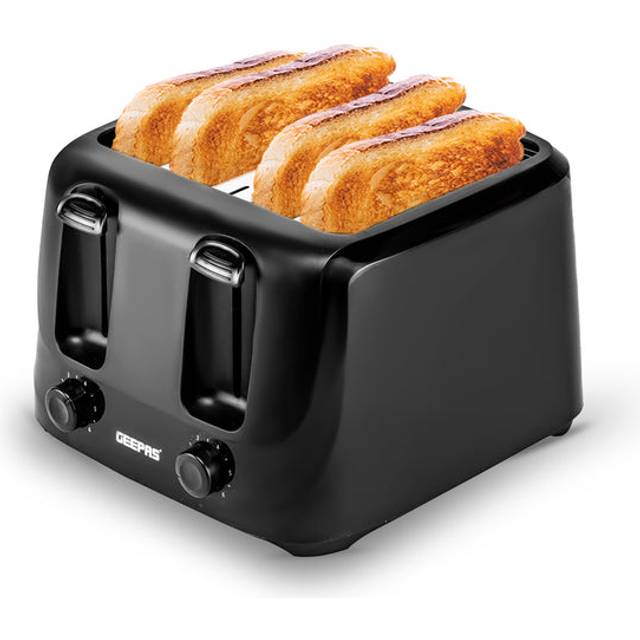 Geepas Four-slice Black Bread Toaster With Browning Control