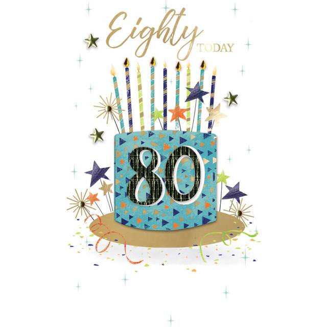 Eighty Today 80 Big Blue Eighty Hand-Finished Champagne Birthday Card