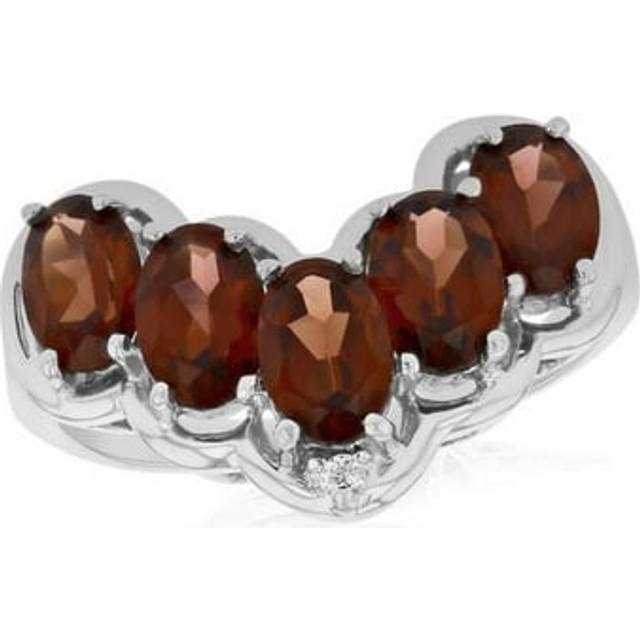 0.01 CTW Diamond & Garnet Fashion Ring, 14K White Gold - Size 4.5