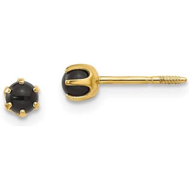 14K Yellow Gold Madi K 3 mm Onyx Post Earrings