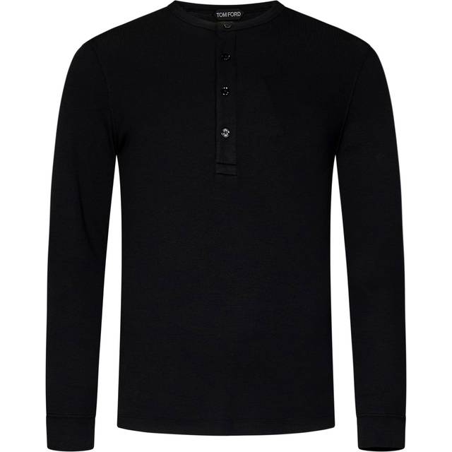 Tom Ford Ribbed-knit jersey Henley shirt - black (UK 17,5)