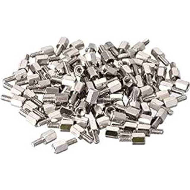 4#-40 6+6mm F/M Brass Hex Standoff Spacer Screws PCB Pillar Nickel Plated 100 Pcs