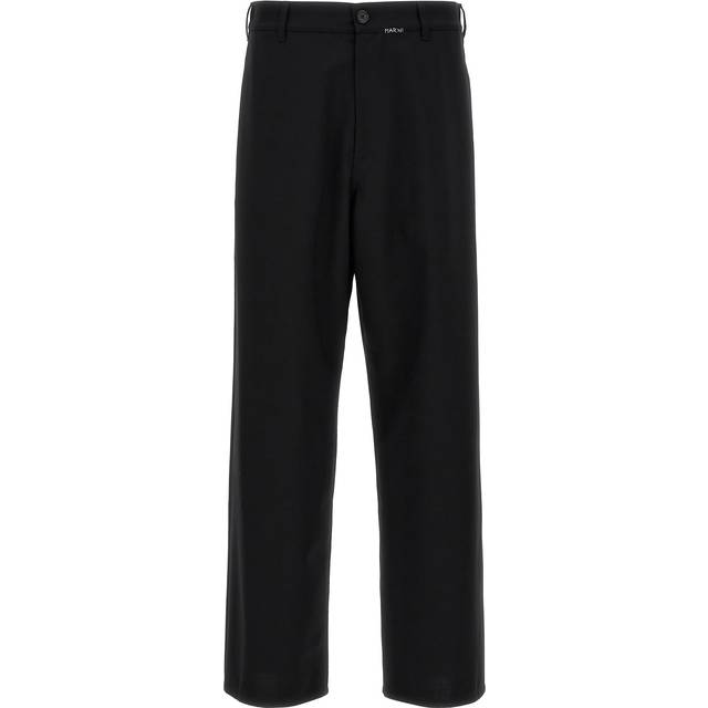 Marni-Logo Embroidery Pantaloni Nero-Uomo - Black - 50IT