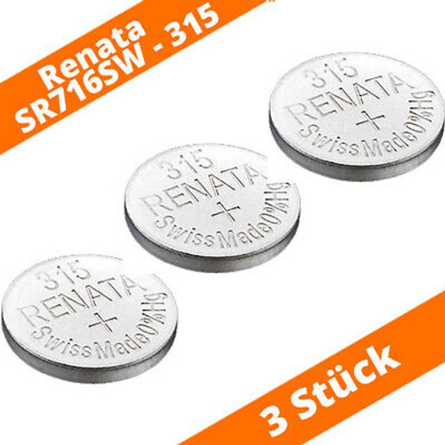 (3 x 315 Or SR716SW) Renata Watch Battery Swiss Made Silver Oxide 1.5v